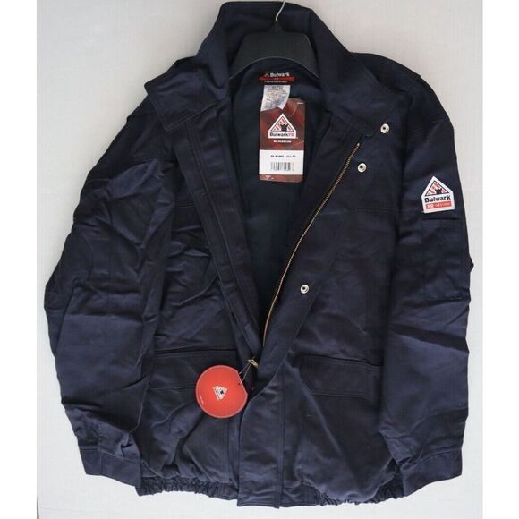 Bulwark JLJ6NV Men's Sz XL Navy DWR Flame Resistant Unlined Bomber Jacket - Picture 9 of 12